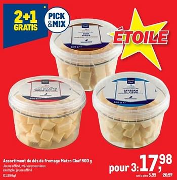 Promotions Dés de fromage metro chef - Produit maison - Makro - Valide de 30/11/2022 à 13/12/2022 chez Makro