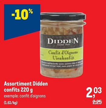 Promotions Didden confit d`oignons - Didden - Valide de 30/11/2022 à 13/12/2022 chez Makro