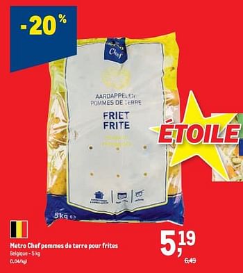 Promotions Metro chef pommes de terre pour frites - Produit maison - Makro - Valide de 30/11/2022 à 13/12/2022 chez Makro