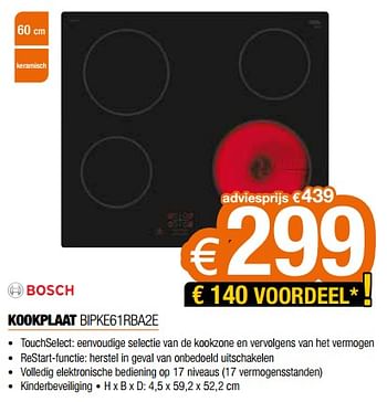 Promotions Bosch kookplaat bipke61rba2e - Bosch - Valide de 18/11/2022 à 28/11/2022 chez Expert
