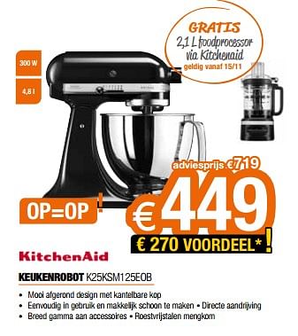 Promoties Kitchenaid keukenrobot k25ksm125eob - Kitchenaid - Geldig van 18/11/2022 tot 28/11/2022 bij Expert