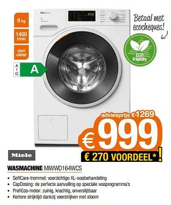 Promoties Miele wasmachine miwwd164wcs - Miele - Geldig van 18/11/2022 tot 28/11/2022 bij Expert