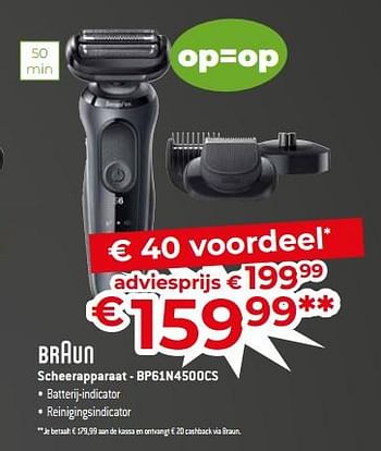 Promoties Braun scheerapparaat - bp61n4500cs - Braun - Geldig van 18/11/2022 tot 28/11/2022 bij Exellent