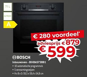 Promoties Bosch inbouwoven - bihba573bb1 - Bosch - Geldig van 18/11/2022 tot 28/11/2022 bij Exellent