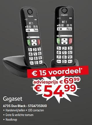 Promoties Gigaset a735 duo black - stga735duo - Gigaset - Geldig van 18/11/2022 tot 28/11/2022 bij Exellent