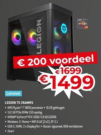 Promoties Lenovo legion t5 26amr5 - Lenovo - Geldig van 18/11/2022 tot 28/11/2022 bij Exellent