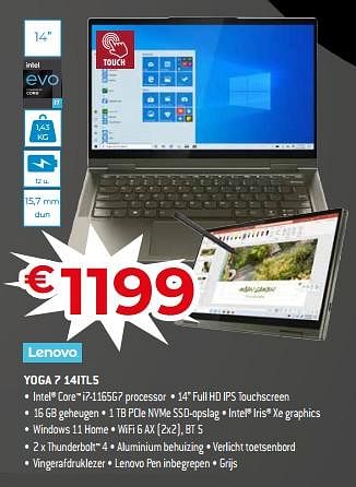 Promoties Lenovo yoga 7 14itl5 - Lenovo - Geldig van 18/11/2022 tot 28/11/2022 bij Exellent