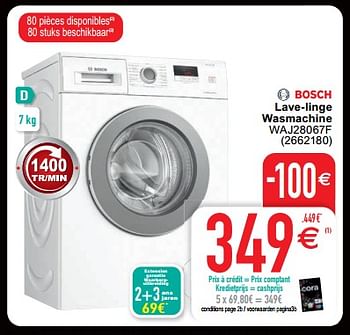 Promotions Bosch lave-linge wasmachine waj28067f - Bosch - Valide de 22/11/2022 à 28/11/2022 chez Cora