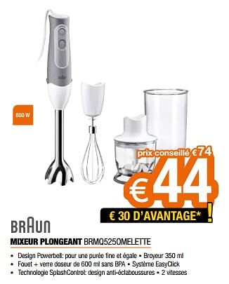 Promotions Braun mixeur plongeant brmq525omelette - Braun - Valide de 18/11/2022 à 28/11/2022 chez Expert