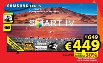 Promotions Samsung led tv ue55au7092 - Samsung - Valide de 23/11/2022 à 30/11/2022 chez ElectroStock