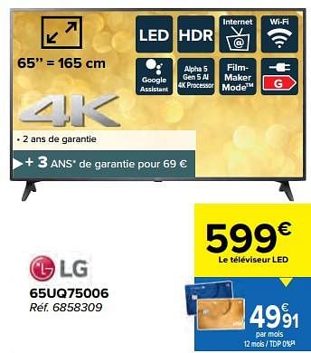 Promotions Lg led-tv 65uq75006 - LG - Valide de 16/11/2022 à 31/12/2022 chez Carrefour