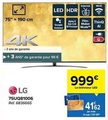 Promotions Lg led-tv 75uq81006 - LG - Valide de 16/11/2022 à 31/12/2022 chez Carrefour