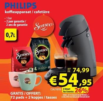 Promoties Philips koffieapparaat - cafetière csa210-50 - Philips - Geldig van 23/11/2022 tot 30/11/2022 bij ElectroStock