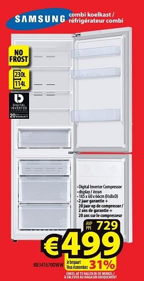 Promoties Samsung combi koelkast - réfrigérateur combi rb34t670dww - Samsung - Geldig van 23/11/2022 tot 30/11/2022 bij ElectroStock