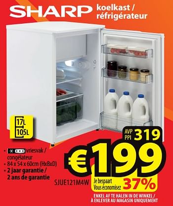 Promotions Sharp koelkast - réfrigérateur sjue121m4w - Sharp - Valide de 23/11/2022 à 30/11/2022 chez ElectroStock