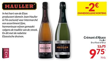 Promoties Crémant d`alsace hauller brut rosé of brut - Schuimwijnen - Geldig van 22/11/2022 tot 31/12/2022 bij Intermarche