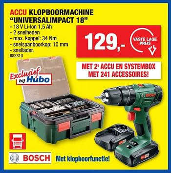 Promoties Bosch accu klopboormachine universalimpact 18 - Bosch - Geldig van 23/11/2022 tot 04/12/2022 bij Hubo