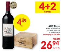 Aoc blaye côtes de bordeaux château subilaux ln houten kistje-Rode wijnen