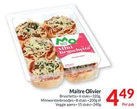 Maître olivier bruschetta miniworstenbroodjes of veggie apero-Maitre Olivier