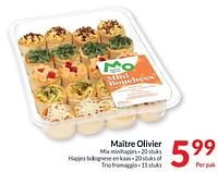 Maître olivier mix minihapjes hapjes bolognese en kaas of trio fromaggio-Maitre Olivier