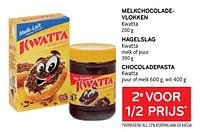 Melkchocoladevlokken kwatta + hagelslag kwatta + chocoladepasta kwatta 2e voor 1-2 prijs-Kwatta