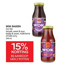 Wok sauzen go-tan 15% korting bij aankoop van 2 potten-Go Tan