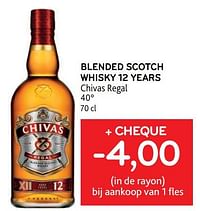 Blended scotch whisky 12 years chivas regal + cheque -4,00 bij aankoop van 1 fles-Chivas Regal