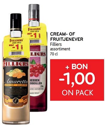 Promotions Cream- of fruitjenever filliers + bon -1,00 on pack - Filliers - Valide de 30/11/2022 à 13/12/2022 chez Alvo