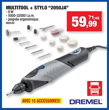 Promotions Dremel multitool + stylo 2050ja - Dremel - Valide de 23/11/2022 à 04/12/2022 chez Hubo