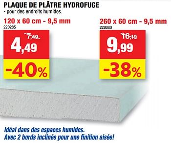 Promotions Plaque de plâtre hydrofuge - Knauf - Valide de 23/11/2022 à 04/12/2022 chez Hubo