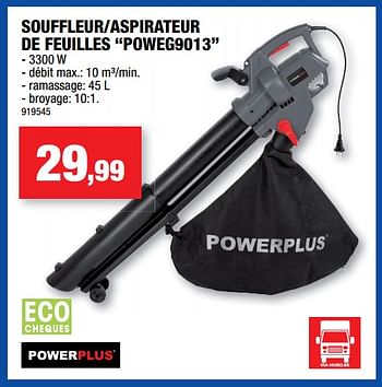 Promotions Powerplus souffleur-aspirateur de feuilles poweg9013 - Powerplus - Valide de 23/11/2022 à 04/12/2022 chez Hubo