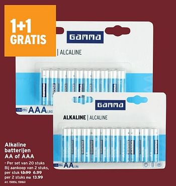 Promoties Alkaline batterijen aa of aaa - Gamma - Geldig van 23/11/2022 tot 06/12/2022 bij Gamma