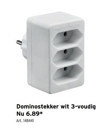 Promoties Dominostekker wit 3-voudig - Huismerk - Gamma - Geldig van 23/11/2022 tot 06/12/2022 bij Gamma