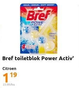 Promoties Bref toiletblok power activi citroen - Bref - Geldig van 23/11/2022 tot 29/11/2022 bij Action