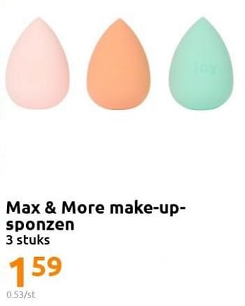 Promoties Max + more make-up- sponzen - Max&More - Geldig van 23/11/2022 tot 29/11/2022 bij Action