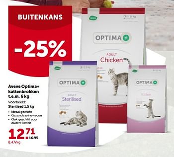 Promoties Aveve optima+ kattenbrokken sterilised - Huismerk - Aveve - Geldig van 28/11/2022 tot 10/12/2022 bij Aveve
