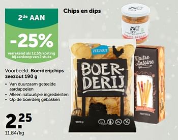 Promotions Boerderijchips zeezout - Boerderij Chips - Valide de 28/11/2022 à 10/12/2022 chez Aveve