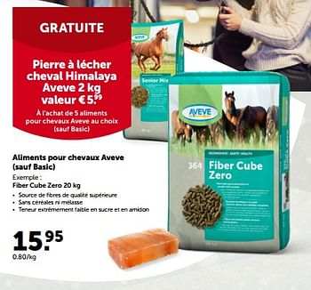 Promotions Aliments pour chevaux aveve fiber cube zero - Produit maison - Aveve - Valide de 28/11/2022 à 10/12/2022 chez Aveve