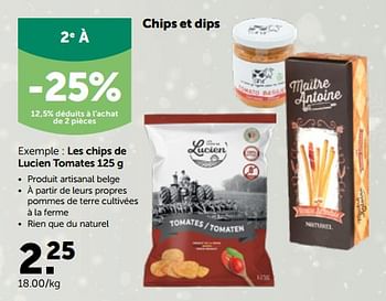 Promotions Les chips de lucien tomates - Boerderij Chips - Valide de 28/11/2022 à 10/12/2022 chez Aveve