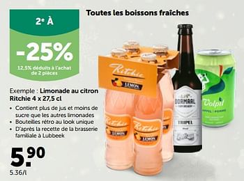 Promotions Limonade au citron ritchie - Ritchie - Valide de 28/11/2022 à 10/12/2022 chez Aveve
