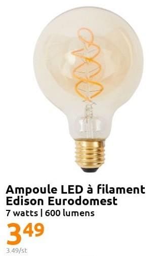Promotions Ampoule led à filament edison eurodomest - Eurodomest - Valide de 23/11/2022 à 29/11/2022 chez Action