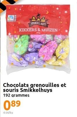 Promotions Chocolats grenouilles et souris smikkelhuys - Smikkelhuys - Valide de 23/11/2022 à 29/11/2022 chez Action
