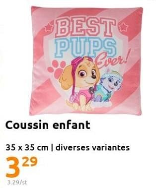 Promotions Coussin enfant - Produit Maison - Action - Valide de 23/11/2022 à 29/11/2022 chez Action