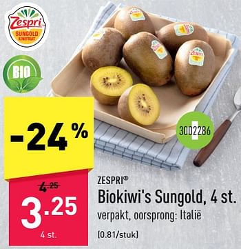 Promoties Biokiwi`s sungold - Zespri - Geldig van 28/11/2022 tot 03/12/2022 bij Aldi