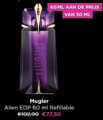 Promoties Mugler alien edp refillable - Mugler - Geldig van 25/11/2022 tot 28/11/2022 bij ICI PARIS XL