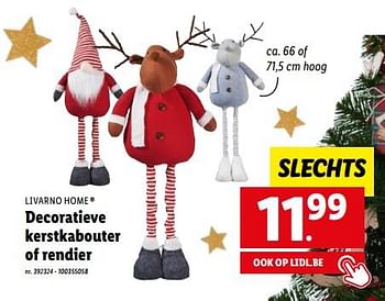 Promoties Decoratieve kerstkabouter of rendier - Livarno - Geldig van 05/12/2022 tot 10/12/2022 bij Lidl