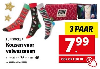 Promotions Kousen voor volwassenen - Fun Socks - Valide de 05/12/2022 à 10/12/2022 chez Lidl