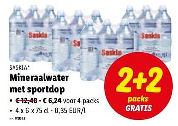 Promotions Mineraalwater met sportdop - Saskia - Valide de 05/12/2022 à 10/12/2022 chez Lidl