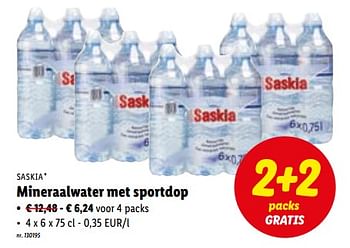 Promotions Mineraalwater met sportdop - Saskia - Valide de 05/12/2022 à 10/12/2022 chez Lidl