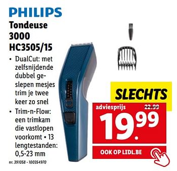 Promoties Philips tondeuse 3000 hc3505-15 - Philips - Geldig van 05/12/2022 tot 10/12/2022 bij Lidl